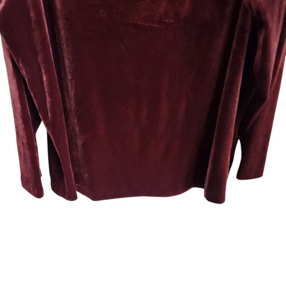 Talbots Shirt Women's 3X Red Burgundy Wine Velvet Mock Neck NEW Top Blouse - Picture 3 of 10